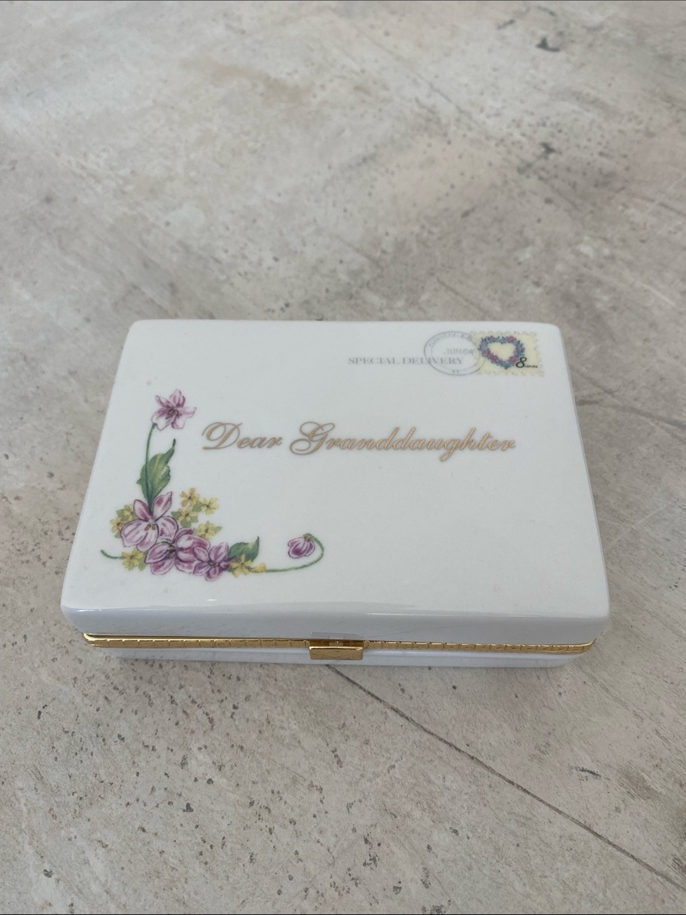 Dear Granddaughter Decorative Heirloom Porcelain Keepsake Music Box - Floral